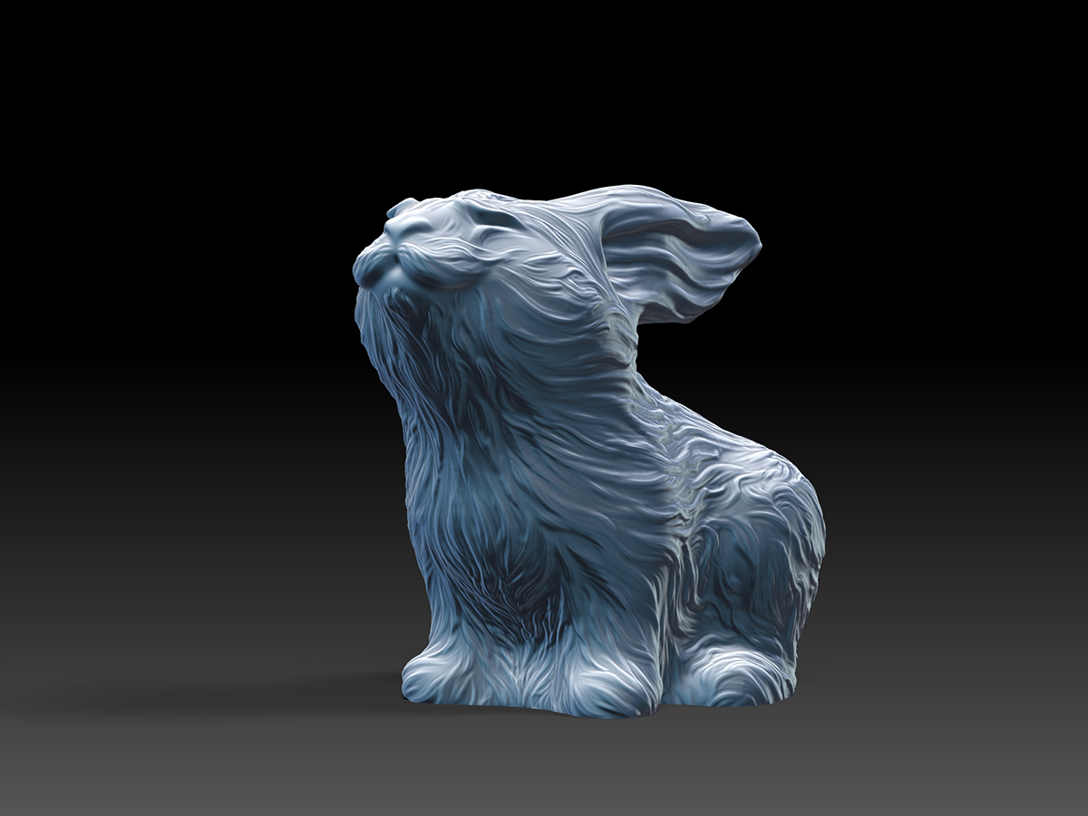 Rabbit Figurine. Water Rabbit Concept Art. 3D Rendered Digital Sculpture.